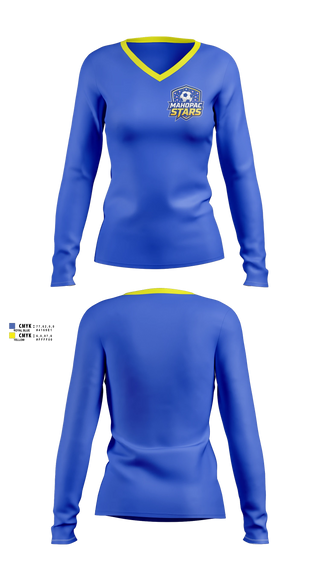 Womens Long Sleeve Vneck Shirt, Stars, Women's Soccer, Teamtime, Team time, sublimation, custom sports apparel, team uniforms, spirit wear, spiritwear, sports uniforms, custom shirts, team store, custom team store, fundraiser sports, apparel fundraiser