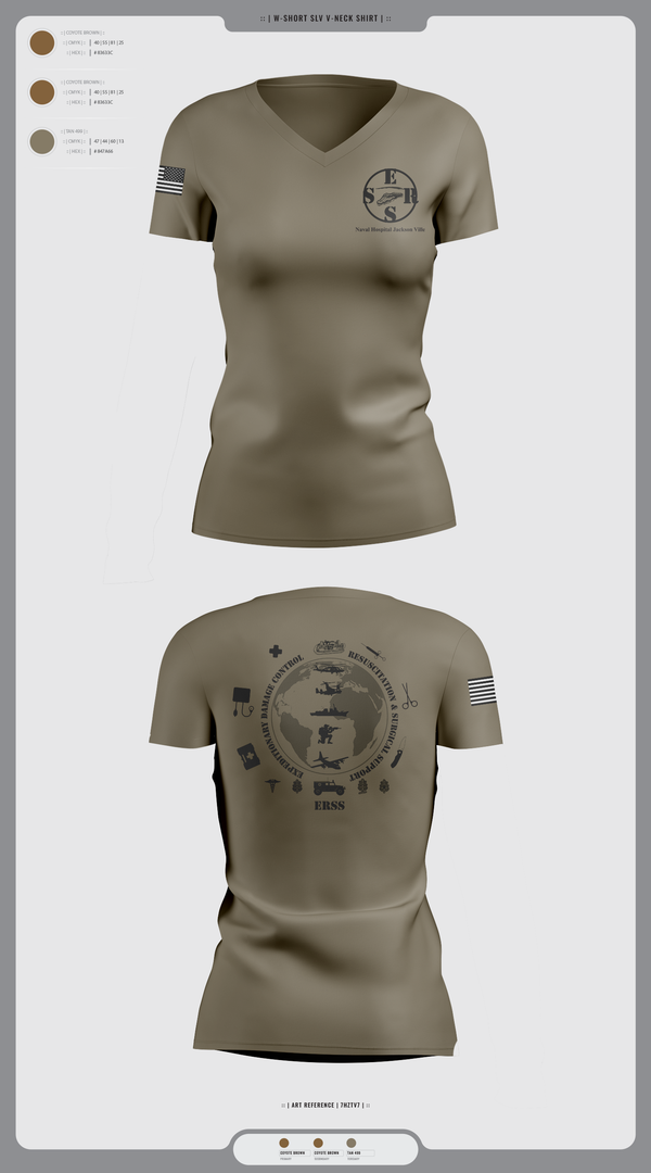 Womens Short Sleeve Vneck Shirt, Naval Hospital Jacksonville ERSS, , Teamtime, Team time, sublimation, custom sports apparel, team uniforms, spirit wear, spiritwear, sports uniforms, custom shirts, team store, custom team store, fundraiser sports, apparel fundraiser
