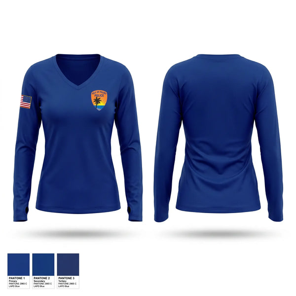 Womens Long Sleeve Vneck Shirt, Isle of Palms Police Department, Police, Teamtime, Team time, sublimation, custom sports apparel, team uniforms, spirit wear, spiritwear, sports uniforms, custom shirts, team store, custom team store, fundraiser sports, apparel fundraiser