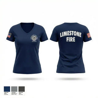 Womens Short Sleeve Vneck Shirt, Limestone Fire Protection District, Fire Department, Teamtime, Team time, sublimation, custom sports apparel, team uniforms, spirit wear, spiritwear, sports uniforms, custom shirts, team store, custom team store, fundraiser sports, apparel fundraiser