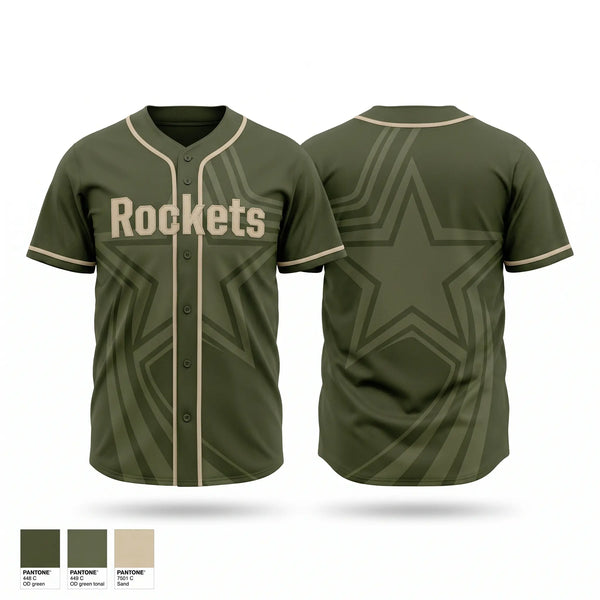 Full Button Baseball Jersey, Rockets, Baseball, Teamtime, Team time, sublimation, custom sports apparel, team uniforms, spirit wear, spiritwear, sports uniforms, custom shirts, team store, custom team store, fundraiser sports, apparel fundraiser