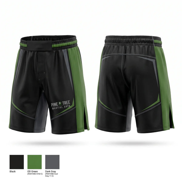 Fight Shorts, Pine Tree Martial Arts, , Teamtime, Team time, sublimation, custom sports apparel, team uniforms, spirit wear, spiritwear, sports uniforms, custom shirts, team store, custom team store, fundraiser sports, apparel fundraiser