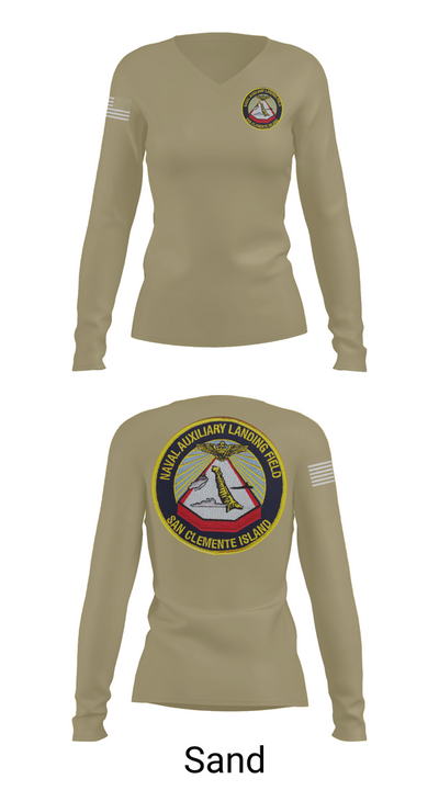 NAVAL AUXILIARY LANDING FIELD SAN CLEMENTE ISLAND 84948296 Women's Long Sleeve V-neck Shirt - 92