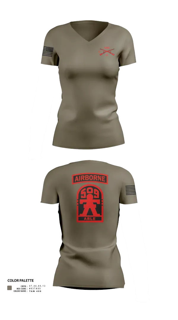 Womens Short Sleeve Vneck Shirt, 3-509th Parachute Infantry BN Able Nation, , Teamtime, Team time, sublimation, custom sports apparel, team uniforms, spirit wear, spiritwear, sports uniforms, custom shirts, team store, custom team store, fundraiser sports, apparel fundraiser