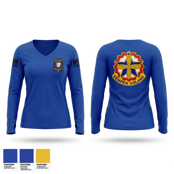 Womens Long Sleeve Vneck Shirt, 1109th TASM HHD, National Guard, Teamtime, Team time, sublimation, custom sports apparel, team uniforms, spirit wear, spiritwear, sports uniforms, custom shirts, team store, custom team store, fundraiser sports, apparel fundraiser