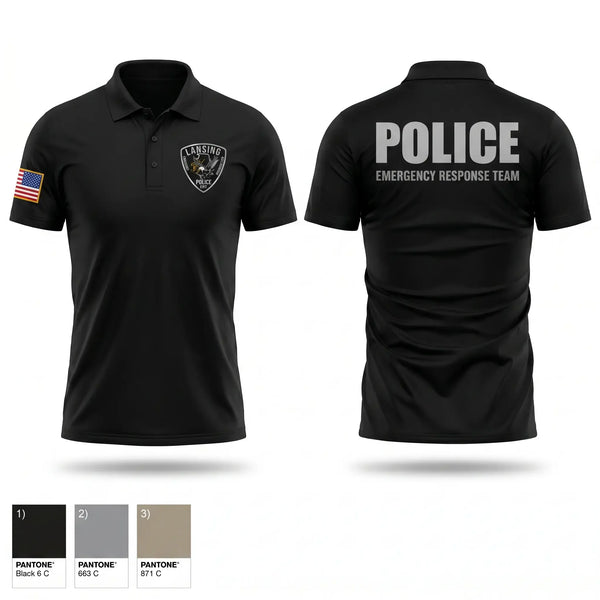 Short Sleeve Performance Polo, Lansing Emergency Response Team, Police, Teamtime, Team time, sublimation, custom sports apparel, team uniforms, spirit wear, spiritwear, sports uniforms, custom shirts, team store, custom team store, fundraiser sports, apparel fundraiser