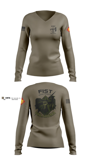 Womens Long Sleeve Vneck Shirt, HHB 160th FIST, Army, Teamtime, Team time, sublimation, custom sports apparel, team uniforms, spirit wear, spiritwear, sports uniforms, custom shirts, team store, custom team store, fundraiser sports, apparel fundraiser