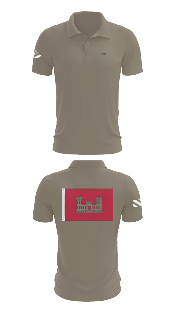 Short Sleeve Performance Polo, B 103 EN BN, National Guard, Teamtime, Team time, sublimation, custom sports apparel, team uniforms, spirit wear, spiritwear, sports uniforms, custom shirts, team store, custom team store, fundraiser sports, apparel fundraiser