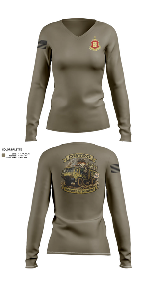 Womens Long Sleeve Vneck Shirt, 4-1FA, Army, Teamtime, Team time, sublimation, custom sports apparel, team uniforms, spirit wear, spiritwear, sports uniforms, custom shirts, team store, custom team store, fundraiser sports, apparel fundraiser