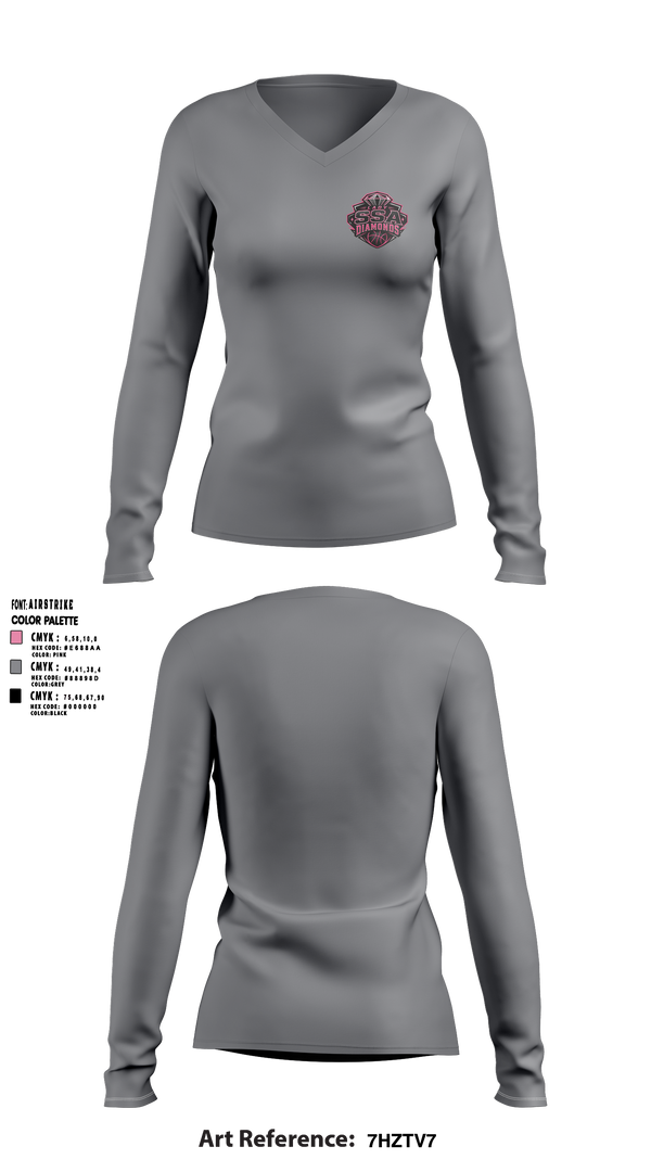 Womens Long Sleeve Vneck Shirt, SSA Lady Diamonds, Women's Basketball, Teamtime, Team time, sublimation, custom sports apparel, team uniforms, spirit wear, spiritwear, sports uniforms, custom shirts, team store, custom team store, fundraiser sports, apparel fundraiser
