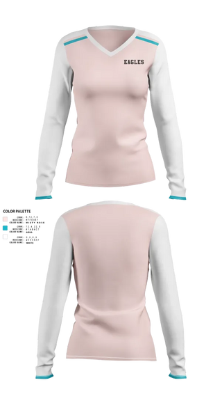 Womens Long Sleeve Vneck Shirt, Eagles, Women's Soccer, Teamtime, Team time, sublimation, custom sports apparel, team uniforms, spirit wear, spiritwear, sports uniforms, custom shirts, team store, custom team store, fundraiser sports, apparel fundraiser