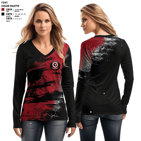 Women's Long Sleeve Vneck Shirt, Clan Of Alphas, Wrestling, Teamtime, Team time, sublimation, custom sports apparel, team uniforms, spirit wear, spiritwear, sports uniforms, custom shirts, team store, custom team store, fundraiser sports, apparel fundraiser