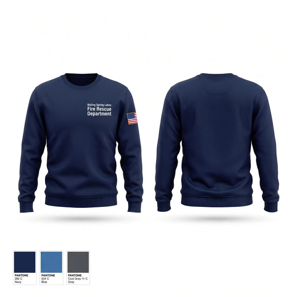 Crew Neck Sweatshirt, Boiling Spring Lakes Fire Rescue Department, Fire Department, Teamtime, Team time, sublimation, custom sports apparel, team uniforms, spirit wear, spiritwear, sports uniforms, custom shirts, team store, custom team store, fundraiser sports, apparel fundraiser