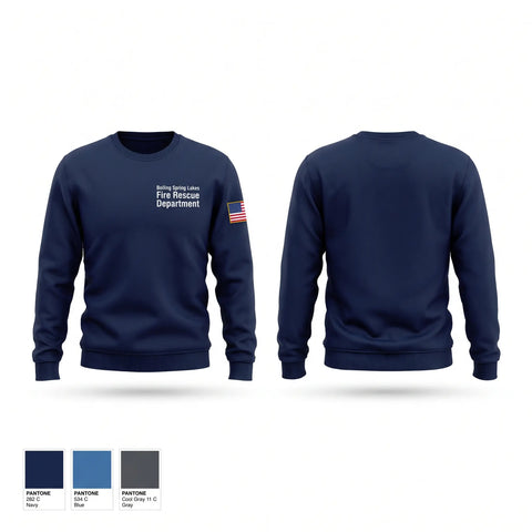 Crew Neck Sweatshirt, Boiling Spring Lakes Fire Rescue Department, Fire Department, Teamtime, Team time, sublimation, custom sports apparel, team uniforms, spirit wear, spiritwear, sports uniforms, custom shirts, team store, custom team store, fundraiser sports, apparel fundraiser