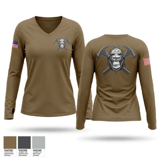 Womens Long Sleeve Vneck Shirt, HEAVY HITTERS, Army, Teamtime, Team time, sublimation, custom sports apparel, team uniforms, spirit wear, spiritwear, sports uniforms, custom shirts, team store, custom team store, fundraiser sports, apparel fundraiser