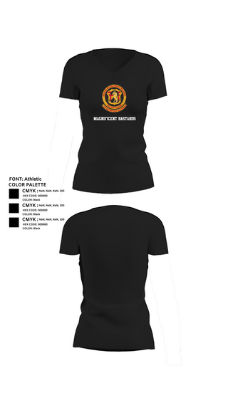 Womens Short Sleeve Vneck Shirt, Magnificent bastards, , Teamtime, Team time, sublimation, custom sports apparel, team uniforms, spirit wear, spiritwear, sports uniforms, custom shirts, team store, custom team store, fundraiser sports, apparel fundraiser