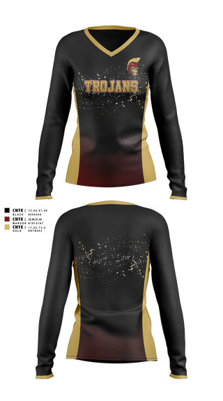 Womens Long Sleeve Vneck Shirt, Minnesota State Academy for the Deaf Trojans, Cheer, Teamtime, Team time, sublimation, custom sports apparel, team uniforms, spirit wear, spiritwear, sports uniforms, custom shirts, team store, custom team store, fundraiser sports, apparel fundraiser