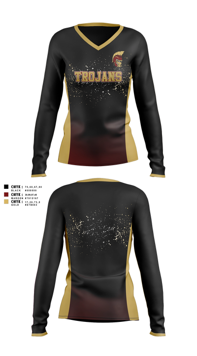 Minnesota State Academy for the Deaf Trojans Women's Long Sleeve V-neck Shirt - 3