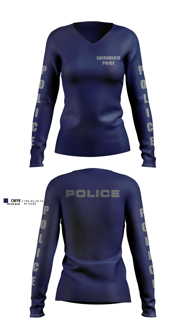 Womens Long Sleeve Vneck Shirt, Sacramento Police Marine Unit, Police, Teamtime, Team time, sublimation, custom sports apparel, team uniforms, spirit wear, spiritwear, sports uniforms, custom shirts, team store, custom team store, fundraiser sports, apparel fundraiser