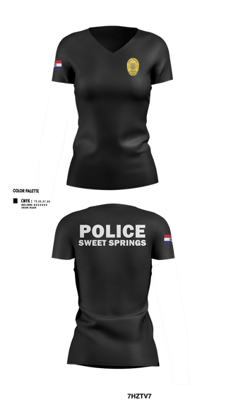 Womens Short Sleeve Vneck Shirt, Sweet Springs, Police, Teamtime, Team time, sublimation, custom sports apparel, team uniforms, spirit wear, spiritwear, sports uniforms, custom shirts, team store, custom team store, fundraiser sports, apparel fundraiser