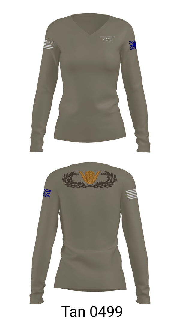 Womens Long Sleeve Vneck Shirt, KISARAZU COMBAT TRAINING UNIT, Army, Teamtime, Team time, sublimation, custom sports apparel, team uniforms, spirit wear, spiritwear, sports uniforms, custom shirts, team store, custom team store, fundraiser sports, apparel fundraiser