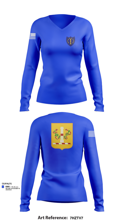 Womens Long Sleeve Vneck Shirt, 54th Troop Command, , Teamtime, Team time, sublimation, custom sports apparel, team uniforms, spirit wear, spiritwear, sports uniforms, custom shirts, team store, custom team store, fundraiser sports, apparel fundraiser