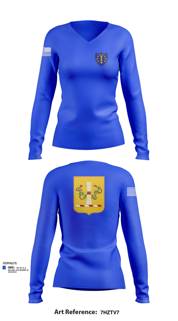 Womens Long Sleeve Vneck Shirt, 54th Troop Command, , Teamtime, Team time, sublimation, custom sports apparel, team uniforms, spirit wear, spiritwear, sports uniforms, custom shirts, team store, custom team store, fundraiser sports, apparel fundraiser