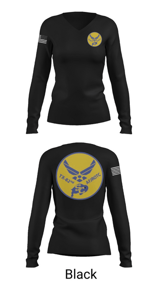 Womens Long Sleeve Vneck Shirt, Samuel Clemens Tx-82 AFJROTC, Air Force, Teamtime, Team time, sublimation, custom sports apparel, team uniforms, spirit wear, spiritwear, sports uniforms, custom shirts, team store, custom team store, fundraiser sports, apparel fundraiser