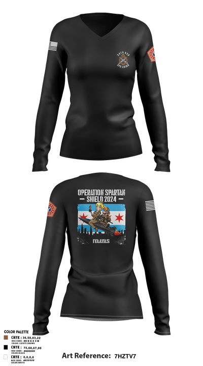 34th DSB 82361505 Women's Long Sleeve V-neck Shirt - 3
