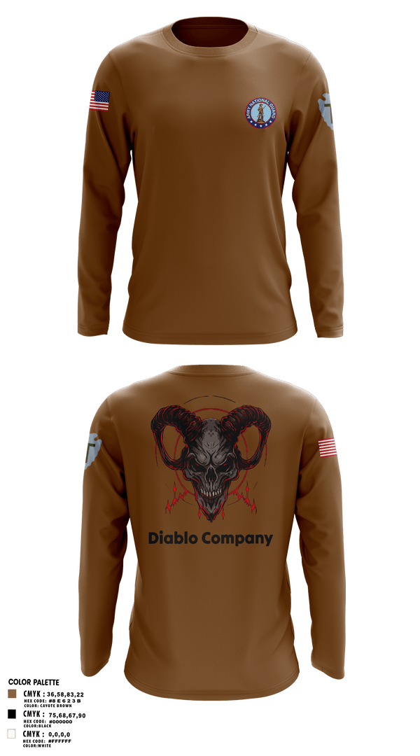 Long Sleeve Performance Polo, Delta Company 3-144th Infantry, National Guard, Teamtime, Team time, sublimation, custom sports apparel, team uniforms, spirit wear, spiritwear, sports uniforms, custom shirts, team store, custom team store, fundraiser sports, apparel fundraiser