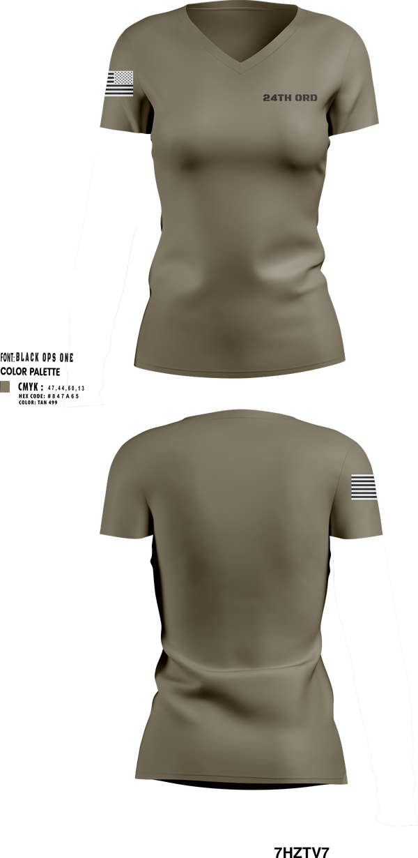 Women's Short Sleeve Vneck Shirt, 24th ORD, , Teamtime, Team time, sublimation, custom sports apparel, team uniforms, spirit wear, spiritwear, sports uniforms, custom shirts, team store, custom team store, fundraiser sports, apparel fundraiser