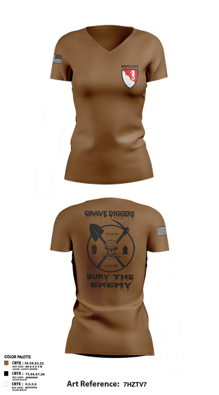 Women's Short Sleeve Vneck Shirt, 615TH ECC, , Teamtime, Team time, sublimation, custom sports apparel, team uniforms, spirit wear, spiritwear, sports uniforms, custom shirts, team store, custom team store, fundraiser sports, apparel fundraiser