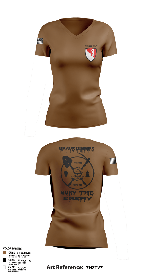 Women's Short Sleeve Vneck Shirt, 615TH ECC, , Teamtime, Team time, sublimation, custom sports apparel, team uniforms, spirit wear, spiritwear, sports uniforms, custom shirts, team store, custom team store, fundraiser sports, apparel fundraiser