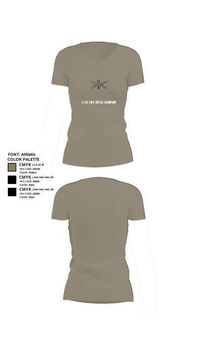 C Co 1-124 Rifle Company 57736053 Women's Short Sleeve V-neck Shirt - 61