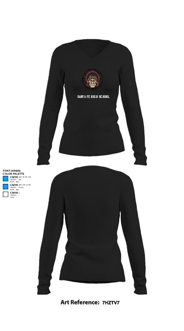 Women's Long Sleeve Vneck Shirt, Santa Fe High School, Women's Volleyball, Teamtime, Team time, sublimation, custom sports apparel, team uniforms, spirit wear, spiritwear, sports uniforms, custom shirts, team store, custom team store, fundraiser sports, apparel fundraiser