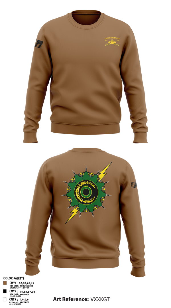 Crew Neck Sweatshirt, Chaos Company, Army, Teamtime, Team time, sublimation, custom sports apparel, team uniforms, spirit wear, spiritwear, sports uniforms, custom shirts, team store, custom team store, fundraiser sports, apparel fundraiser