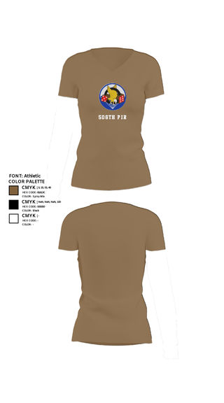 Women's Short Sleeve Vneck Shirt, 506th PIR, Army, Teamtime, Team time, sublimation, custom sports apparel, team uniforms, spirit wear, spiritwear, sports uniforms, custom shirts, team store, custom team store, fundraiser sports, apparel fundraiser