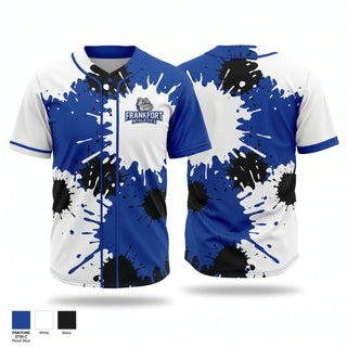 Full Button Baseball Jersey, Frankfort Hotdogs, Baseball, Teamtime, Team time, sublimation, custom sports apparel, team uniforms, spirit wear, spiritwear, sports uniforms, custom shirts, team store, custom team store, fundraiser sports, apparel fundraiser