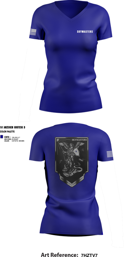 1-222 Aviation Regiment Women's Short Sleeve V-neck Shirt - 7
