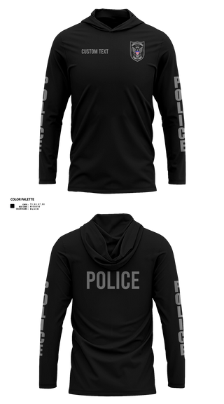Long Sleeve Performance Shirt with hood, PERRY POLICE DEPARTMENT, Police, Teamtime, Team time, sublimation, custom sports apparel, team uniforms, spirit wear, spiritwear, sports uniforms, custom shirts, team store, custom team store, fundraiser sports, apparel fundraiser