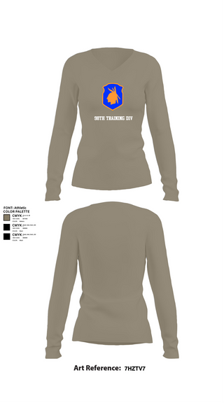 Womens Long Sleeve Vneck Shirt, 98th training div, , Teamtime, Team time, sublimation, custom sports apparel, team uniforms, spirit wear, spiritwear, sports uniforms, custom shirts, team store, custom team store, fundraiser sports, apparel fundraiser
