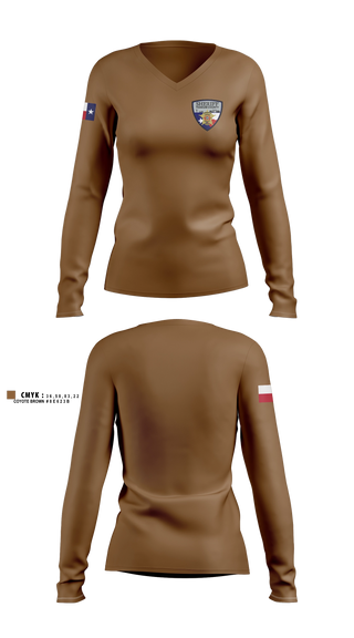 Womens Long Sleeve Vneck Shirt, Yoakum County Sheriff’s Office, Police, Teamtime, Team time, sublimation, custom sports apparel, team uniforms, spirit wear, spiritwear, sports uniforms, custom shirts, team store, custom team store, fundraiser sports, apparel fundraiser