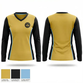 Womens Long Sleeve Vneck Shirt, Golden Girls, Women's Soccer, Teamtime, Team time, sublimation, custom sports apparel, team uniforms, spirit wear, spiritwear, sports uniforms, custom shirts, team store, custom team store, fundraiser sports, apparel fundraiser