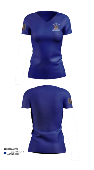 Womens Short Sleeve Vneck Shirt, Delaware State Fire Polic, Police, Teamtime, Team time, sublimation, custom sports apparel, team uniforms, spirit wear, spiritwear, sports uniforms, custom shirts, team store, custom team store, fundraiser sports, apparel fundraiser