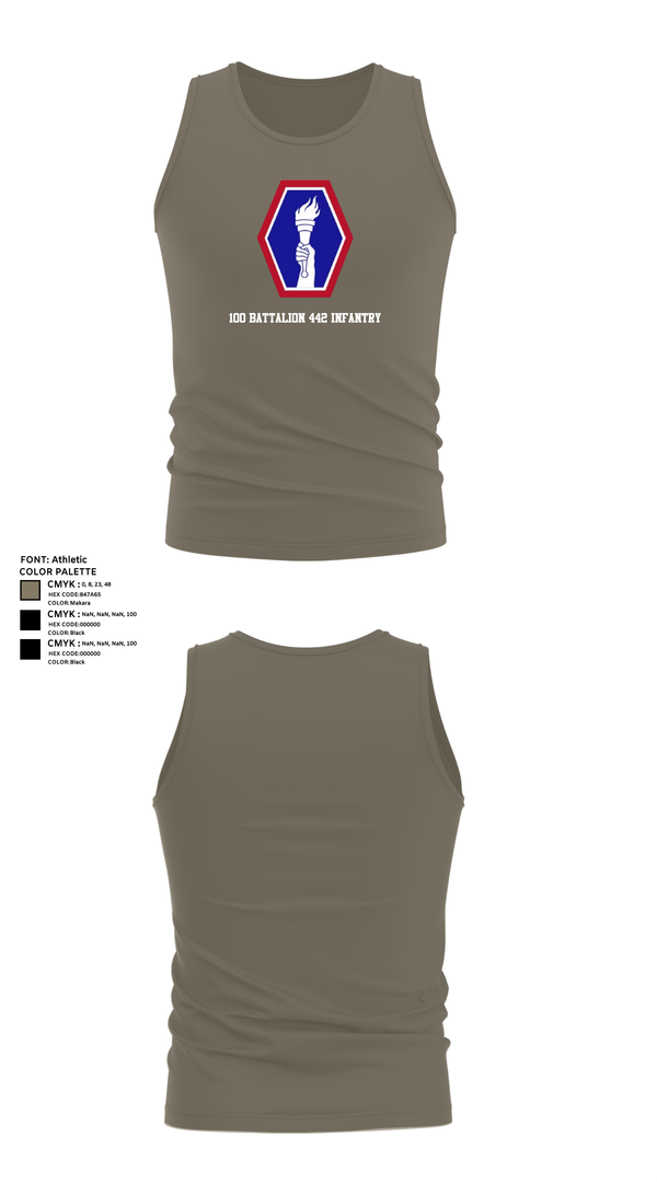 Tank Top, 100 Battalion 442 Infantry, Army, Teamtime, Team time, sublimation, custom sports apparel, team uniforms, spirit wear, spiritwear, sports uniforms, custom shirts, team store, custom team store, fundraiser sports, apparel fundraiser