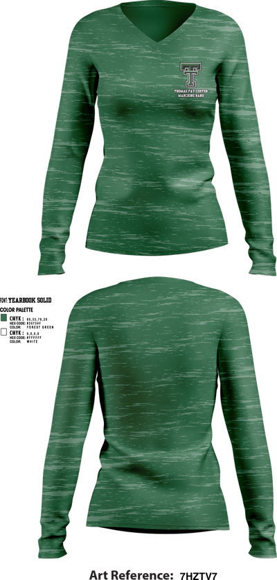 Thomas Fay Custer Marching Band 91481918 Women's Long Sleeve V-neck Shirt - 1