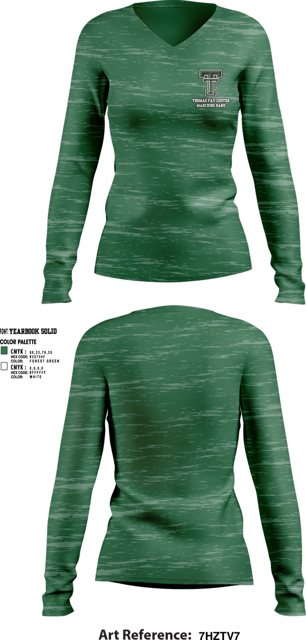 Womens Long Sleeve Vneck Shirt, Thomas Fay Custer Marching Band, Spirit Store, Teamtime, Team time, sublimation, custom sports apparel, team uniforms, spirit wear, spiritwear, sports uniforms, custom shirts, team store, custom team store, fundraiser sports, apparel fundraiser