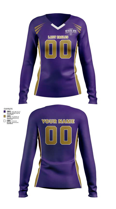 Womens Long Sleeve Vneck Shirt, Lady Eagles, Women's Volleyball, Teamtime, Team time, sublimation, custom sports apparel, team uniforms, spirit wear, spiritwear, sports uniforms, custom shirts, team store, custom team store, fundraiser sports, apparel fundraiser