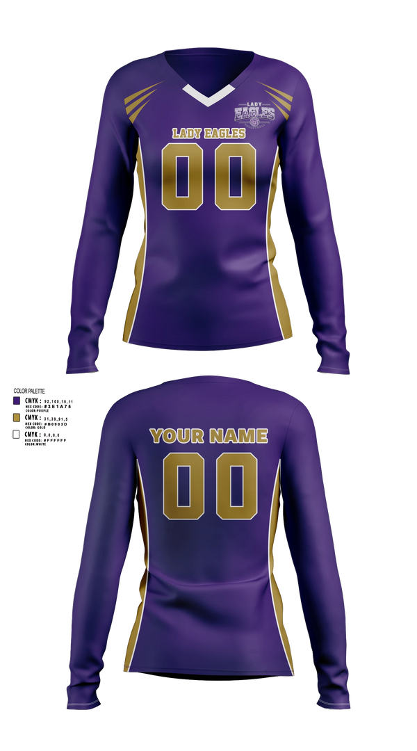 Womens Long Sleeve Vneck Shirt, Lady Eagles, Women's Volleyball, Teamtime, Team time, sublimation, custom sports apparel, team uniforms, spirit wear, spiritwear, sports uniforms, custom shirts, team store, custom team store, fundraiser sports, apparel fundraiser