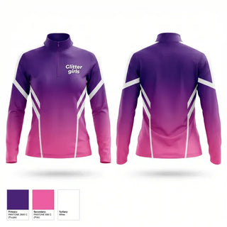 Quarter Zip Jacket, Glitter girls, Softball, Teamtime, Team time, sublimation, custom sports apparel, team uniforms, spirit wear, spiritwear, sports uniforms, custom shirts, team store, custom team store, fundraiser sports, apparel fundraiser